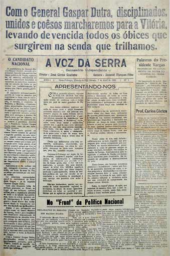 Primeira edição do Jornal A Voz da Serra