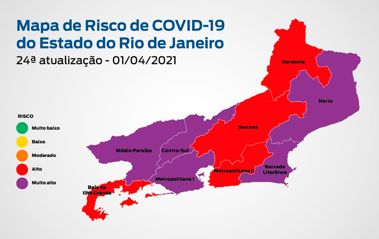 Mapa de Risco do Estado da Covid-19 aponta  Nova Friburgo como risco alto