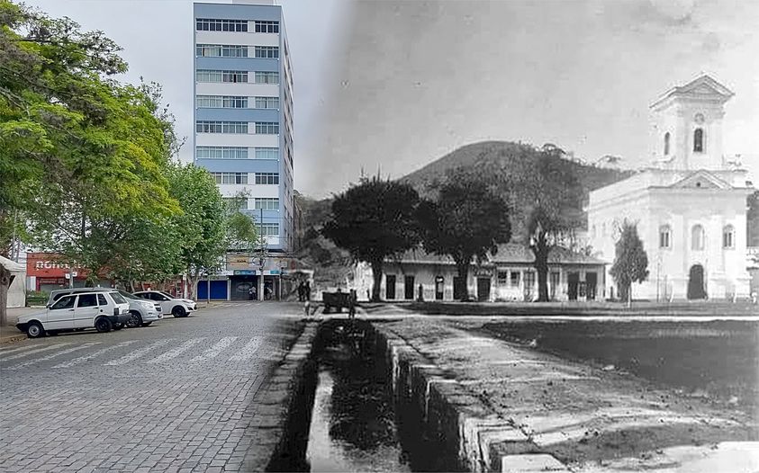 O antes e depois de Mário Moreira mostra o atual ponto de táxi e a antiga galeria que existia junto ao Centro de Turismo (Arquivo AVS)