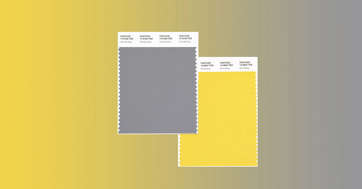 O cinza Ultimate Gray e o amarelo Iluminating que vão ditar a moda em 2021 (Reprodução da web)